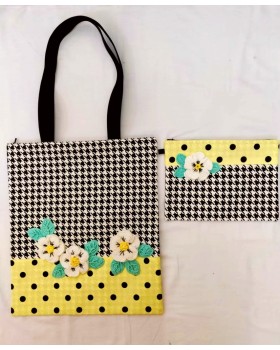 Happy Threads Women's Tote Bag With Pouch Combo(Yellow)